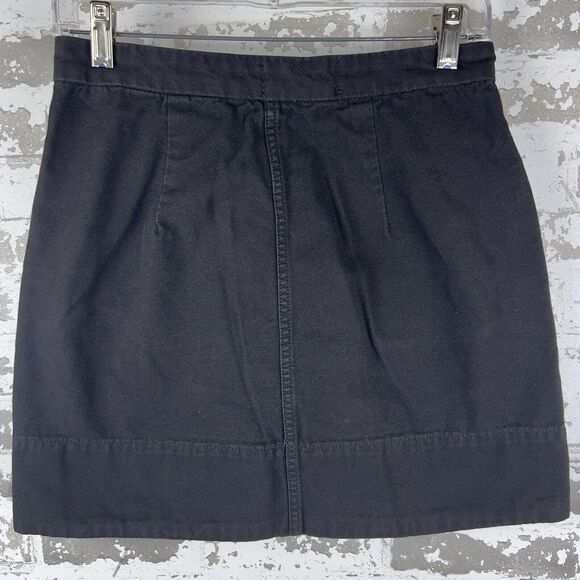Everlane Mini Skirt Women’s Sz 6 Black The Canvas Stamp Textured Weave Straight - Picture 2 of 10